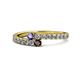 1 - Delise 3.40mm Round Iolite and Red Garnet with Side Diamonds Bypass Ring 