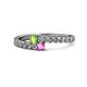 1 - Delise 3.40mm Round Peridot and Pink Sapphire with Side Diamonds Bypass Ring 