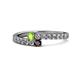 1 - Delise 3.40mm Round Peridot and Red Garnet with Side Diamonds Bypass Ring 