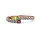 1 - Delise 3.40mm Round Peridot and Ruby with Side Diamonds Bypass Ring 