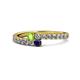 1 - Delise 3.40mm Round Peridot and Blue Sapphire with Side Diamonds Bypass Ring 