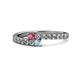 1 - Delise 3.40mm Round Rhodolite Garnet and Aquamarine with Side Diamonds Bypass Ring 