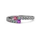 1 - Delise 3.40mm Round Rhodolite Garnet and Amethyst with Side Diamonds Bypass Ring 