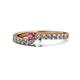 1 - Delise 3.40mm Round Rhodolite Garnet and White Sapphire with Side Diamonds Bypass Ring 