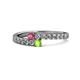 1 - Delise 3.40mm Round Rhodolite Garnet and Peridot with Side Diamonds Bypass Ring 