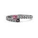 1 - Delise 3.40mm Round Rhodolite and Red Garnet with Side Diamonds Bypass Ring 