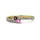 1 - Delise 3.40mm Round Red Garnet and Pink Sapphire with Side Diamonds Bypass Ring 