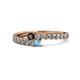 1 - Delise 3.40mm Round Red Garnet and Blue Topaz with Side Diamonds Bypass Ring 