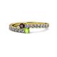 1 - Delise 3.40mm Round Red Garnet and Peridot with Side Diamonds Bypass Ring 