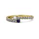 1 - Delise 3.40mm Round Diamond and Blue Sapphire with Side Diamonds Bypass Ring 
