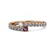 1 - Delise 3.40mm Round Diamond and Ruby with Side Diamonds Bypass Ring 