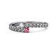 1 - Delise 3.40mm Round Diamond and Rhodolite Garnet with Side Diamonds Bypass Ring 