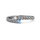 1 - Delise 3.40mm Round Diamond and Blue Topaz with Side Diamonds Bypass Ring 