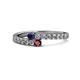 1 - Delise 3.40mm Round Blue Sapphire and Ruby with Side Diamonds Bypass Ring 
