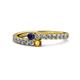 1 - Delise 3.40mm Round Blue Sapphire and Citrine with Side Diamonds Bypass Ring 