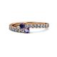 1 - Delise 3.40mm Round Blue Sapphire and Iolite with Side Diamonds Bypass Ring 