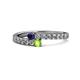 1 - Delise 3.40mm Round Blue Sapphire and Peridot with Side Diamonds Bypass Ring 