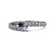 1 - Delise 3.40mm Round Blue Sapphire and Aquamarine with Side Diamonds Bypass Ring 