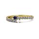 1 - Delise 3.40mm Round Blue and White Sapphire with Side Diamonds Bypass Ring 