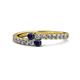1 - Delise 3.40mm Round Blue Sapphire with Side Diamonds Bypass Ring 
