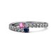 1 - Delise 3.40mm Round Pink and Blue Sapphire with Side Diamonds Bypass Ring 