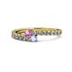 1 - Delise 3.40mm Round Pink Sapphire and Tanzanite with Side Diamonds Bypass Ring 