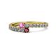 1 - Delise 3.40mm Round Pink Sapphire and Ruby with Side Diamonds Bypass Ring 