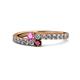 1 - Delise 3.40mm Round Pink Sapphire and Ruby with Side Diamonds Bypass Ring 