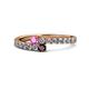 1 - Delise 3.40mm Round Pink Sapphire and Red Garnet with Side Diamonds Bypass Ring 