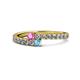 1 - Delise 3.40mm Round Pink Sapphire and Blue Topaz with Side Diamonds Bypass Ring 