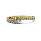 1 - Delise 3.40mm Round Citrine and Aquamarine with Side Diamonds Bypass Ring 
