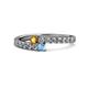 1 - Delise 3.40mm Round Citrine and Blue Topaz with Side Diamonds Bypass Ring 
