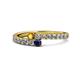 1 - Delise 3.40mm Round Citrine and Blue Sapphire with Side Diamonds Bypass Ring 