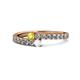 1 - Delise 3.40mm Round Yellow and White Sapphire with Side Diamonds Bypass Ring 