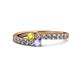 1 - Delise 3.40mm Round Yellow Sapphire and Tanzanite with Side Diamonds Bypass Ring 