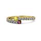 1 - Delise 3.40mm Round Yellow Sapphire and Ruby with Side Diamonds Bypass Ring 