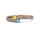 1 - Delise 3.40mm Round Yellow Sapphire and Blue Topaz with Side Diamonds Bypass Ring 