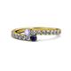 1 - Delise 3.40mm Round Tanzanite and Blue Sapphire with Side Diamonds Bypass Ring 