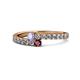 1 - Delise 3.40mm Round Tanzanite and Ruby with Side Diamonds Bypass Ring 