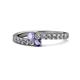 1 - Delise 3.40mm Round Tanzanite and Iolite with Side Diamonds Bypass Ring 