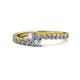 1 - Delise 3.40mm Round Tanzanite and Aquamarine with Side Diamonds Bypass Ring 