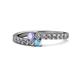 1 - Delise 3.40mm Round Tanzanite and Blue Topaz with Side Diamonds Bypass Ring 