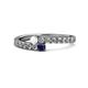 1 - Delise 3.40mm Round White and Blue Sapphire with Side Diamonds Bypass Ring 