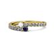 1 - Delise 3.40mm Round White and Blue Sapphire with Side Diamonds Bypass Ring 