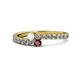 1 - Delise 3.40mm Round White Sapphire and Ruby with Side Diamonds Bypass Ring 