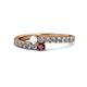1 - Delise 3.40mm Round White Sapphire and Ruby with Side Diamonds Bypass Ring 