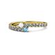 1 - Delise 3.40mm Round White Sapphire and Blue Topaz with Side Diamonds Bypass Ring 