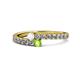 1 - Delise 3.40mm Round White Sapphire and Peridot with Side Diamonds Bypass Ring 