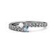 1 - Delise 3.40mm Round White Sapphire and Aquamarine with Side Diamonds Bypass Ring 