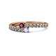 1 - Delise 3.40mm Round Ruby and Tanzanite with Side Diamonds Bypass Ring 